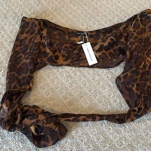 Naked Wardrobe NWT leopard wrap chiffon top